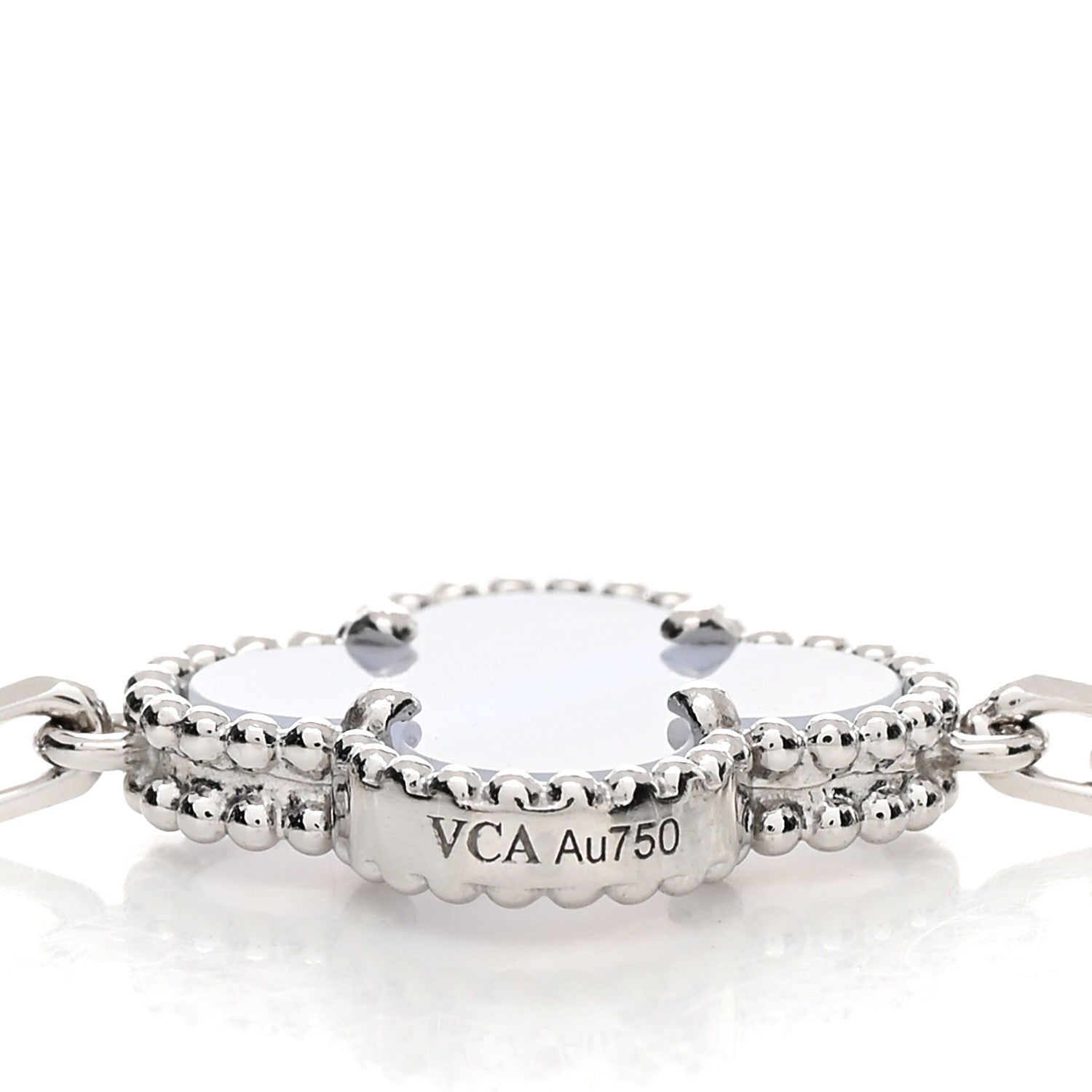Van Cleef & Arpels 18K White Gold Chalcedony 20 Motifs Vintage Alhambra Necklace 5 of 5