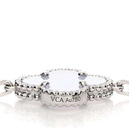 Van Cleef & Arpels 18K White Gold Chalcedony 20 Motifs Vintage Alhambra Necklace 5 of 5