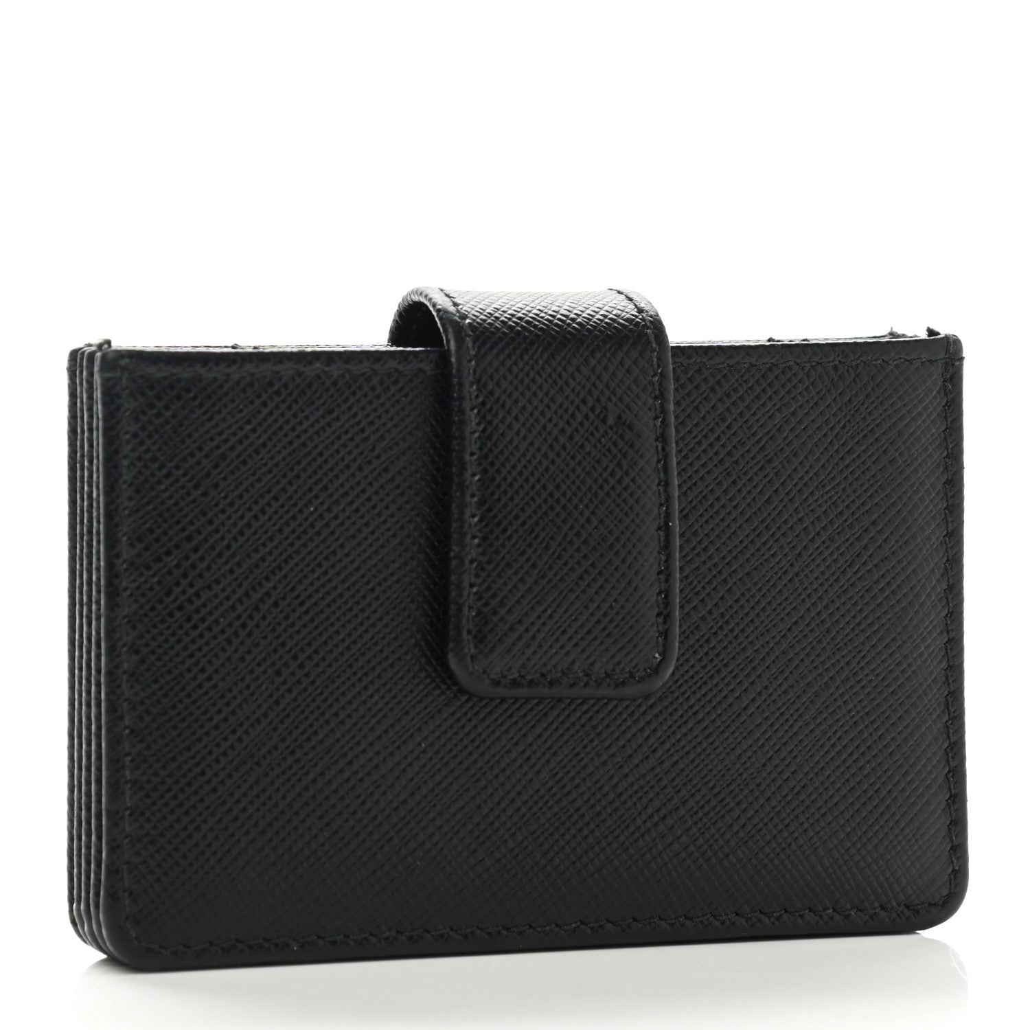 Prada Saffiano Metal Accordion Card Case Black 3 of 9