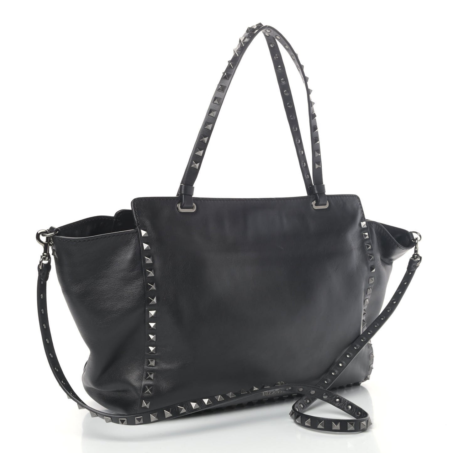 Vitello Medium Rockstud Tote Black