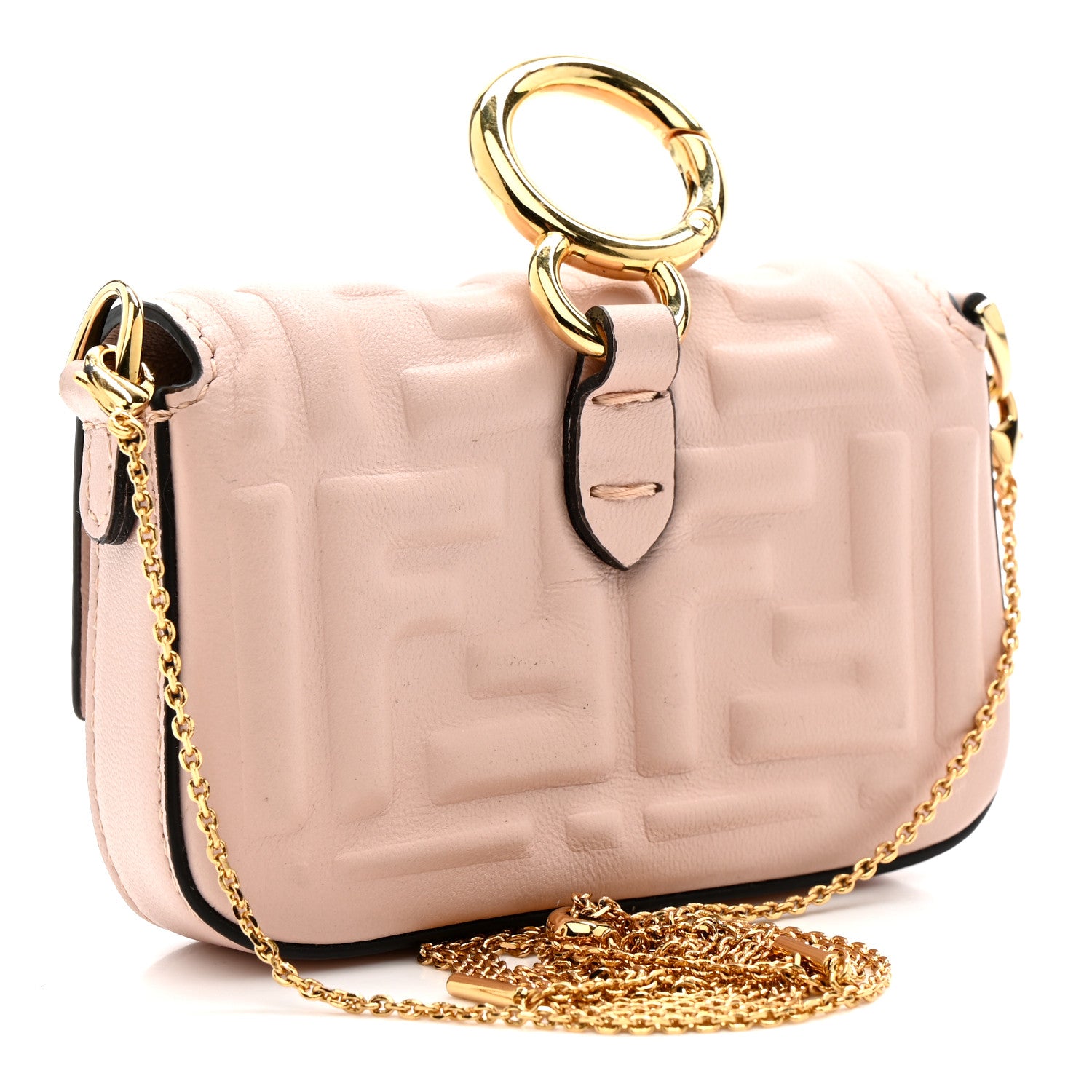 Fendi Nappa Matisse FF Embossed Nano Maxi Buckle Baguette Charm