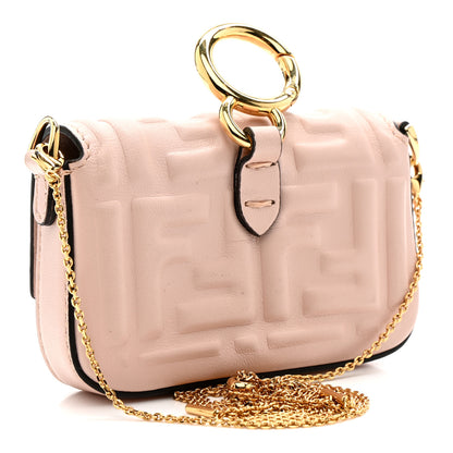Fendi Nappa Matisse FF Embossed Nano Maxi Buckle Baguette Charm Rosa Quarzo 3 of 10