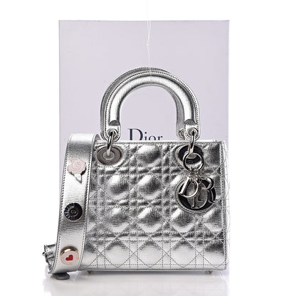 Christian Dior Metallic Grained Calfskin Cannage Small Lucky Badges My Lady Dior Silver 10 of 10