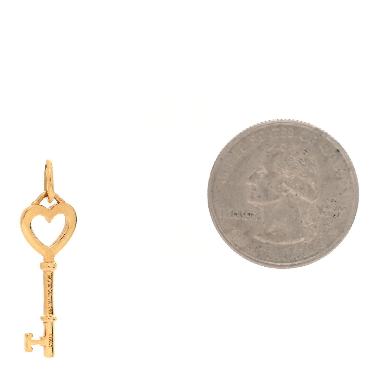 Tiffany 18K Yellow Gold Mini Heart Key Pendant 2 of 3
