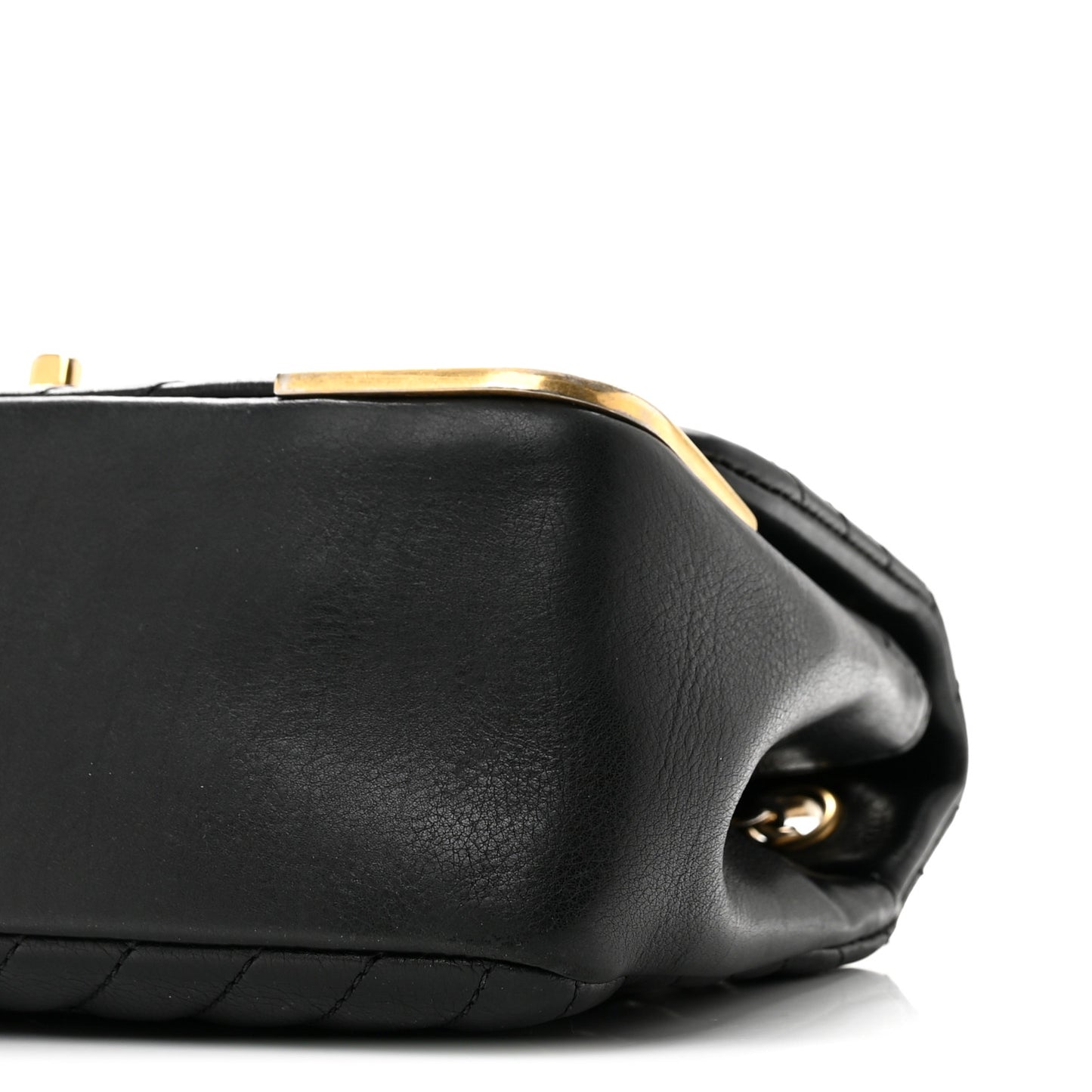 Calfskin Chevron Quilted Mini Rock The Corner Flap Black