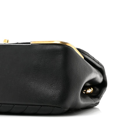 Chanel Calfskin Chevron Quilted Mini Rock The Corner Flap Black 10 of 13