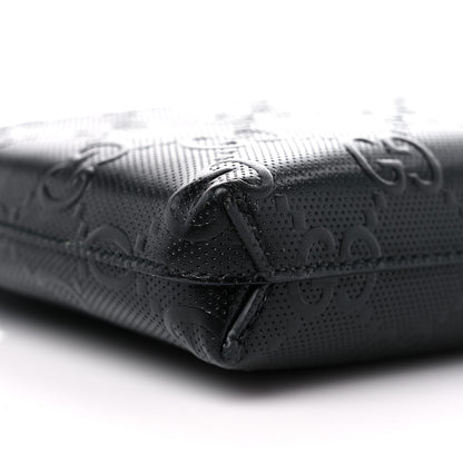 Gucci Calfskin GG Tennis Embossed Medium Wristlet Messenger Bag Black 8 of 9
