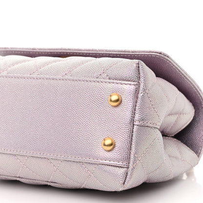 Chanel Metallic Caviar Quilted Mini Coco Handle Flap Light Pink 10 of 13