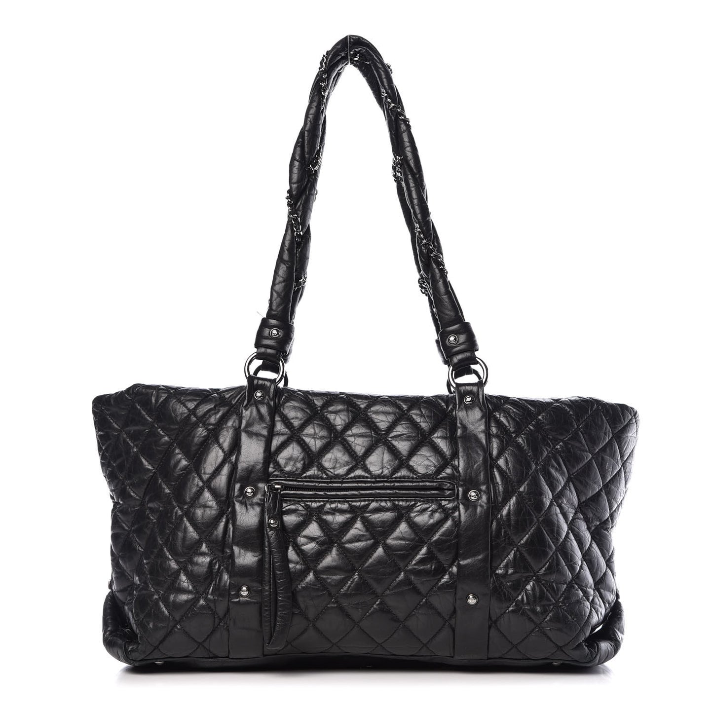 Aged Calfskin Vintage Ligne XL Lady Braid Tote Black