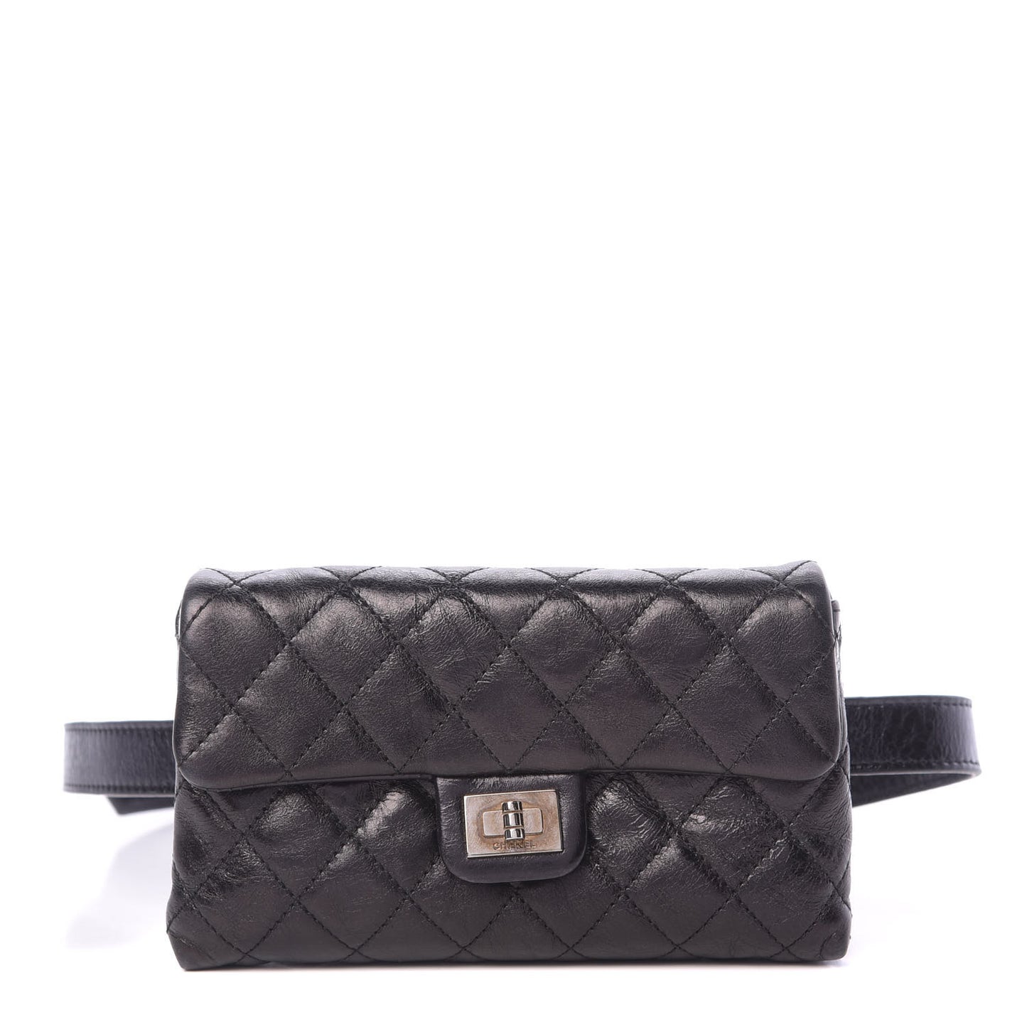 Aged Calfskin Quilted 2.55 Reissue Flap Belt Bag Clutch Black