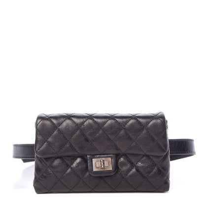 Chanel Aged Calfskin Quilted 2.55 Reissue Flap Belt Bag Clutch Black 1 of 10
