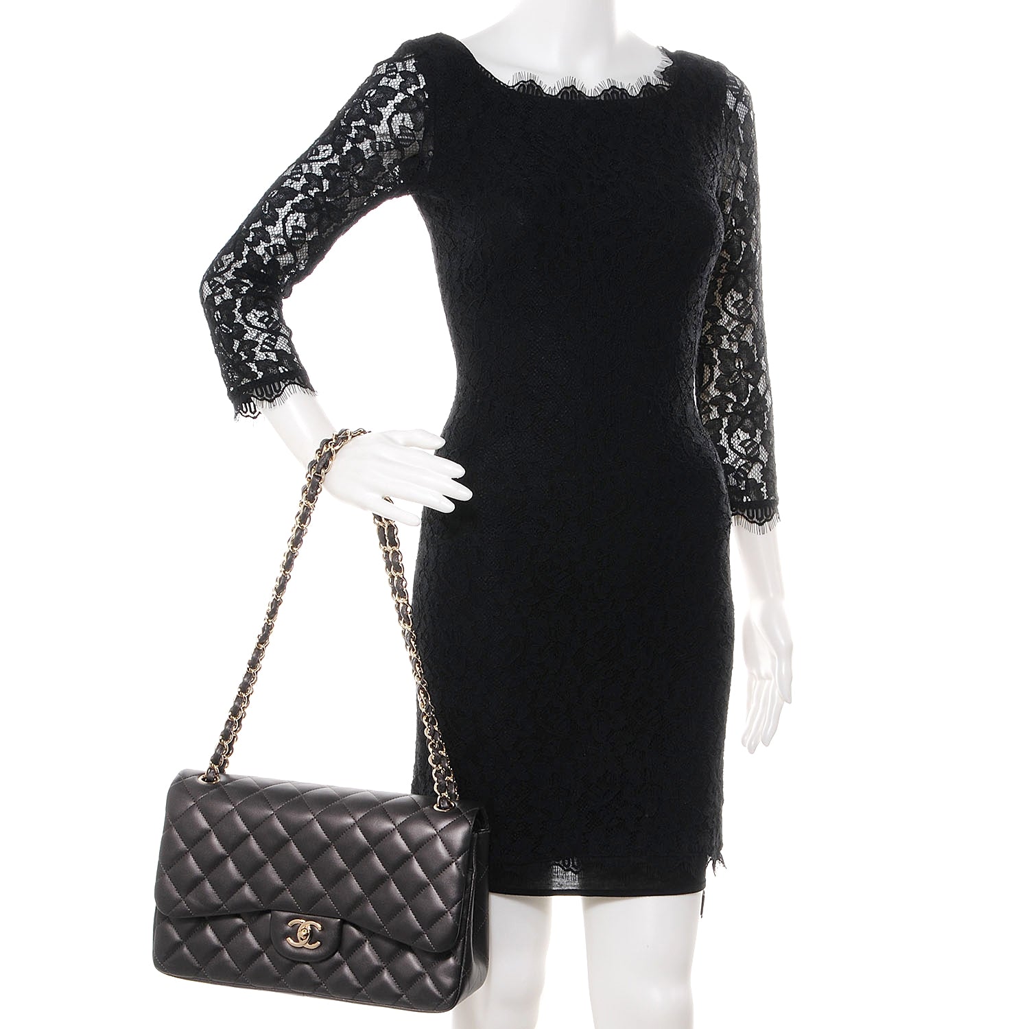 Chanel Lambskin Quilted Jumbo Flap Dark Metallic Grey 2 of 9