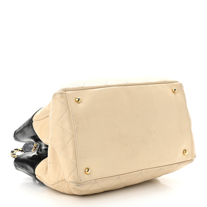 Chanel Calfskin Quilted In The Mix Shopping Tote Beige Black 4 of 10