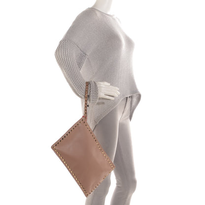 Valentino Garavani Vitello Large Rockstud Zip Pouch Soft Noisette 2 of 8