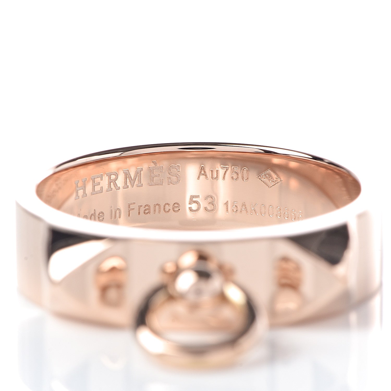 Hermes 18K Rose Gold PM Collier De Chien Ring 53 6.5 4 of 4