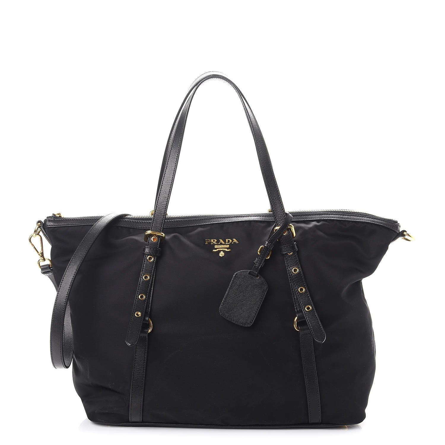 Prada Tessuto Nylon Saffiano Tote Nero Black 1 of 10