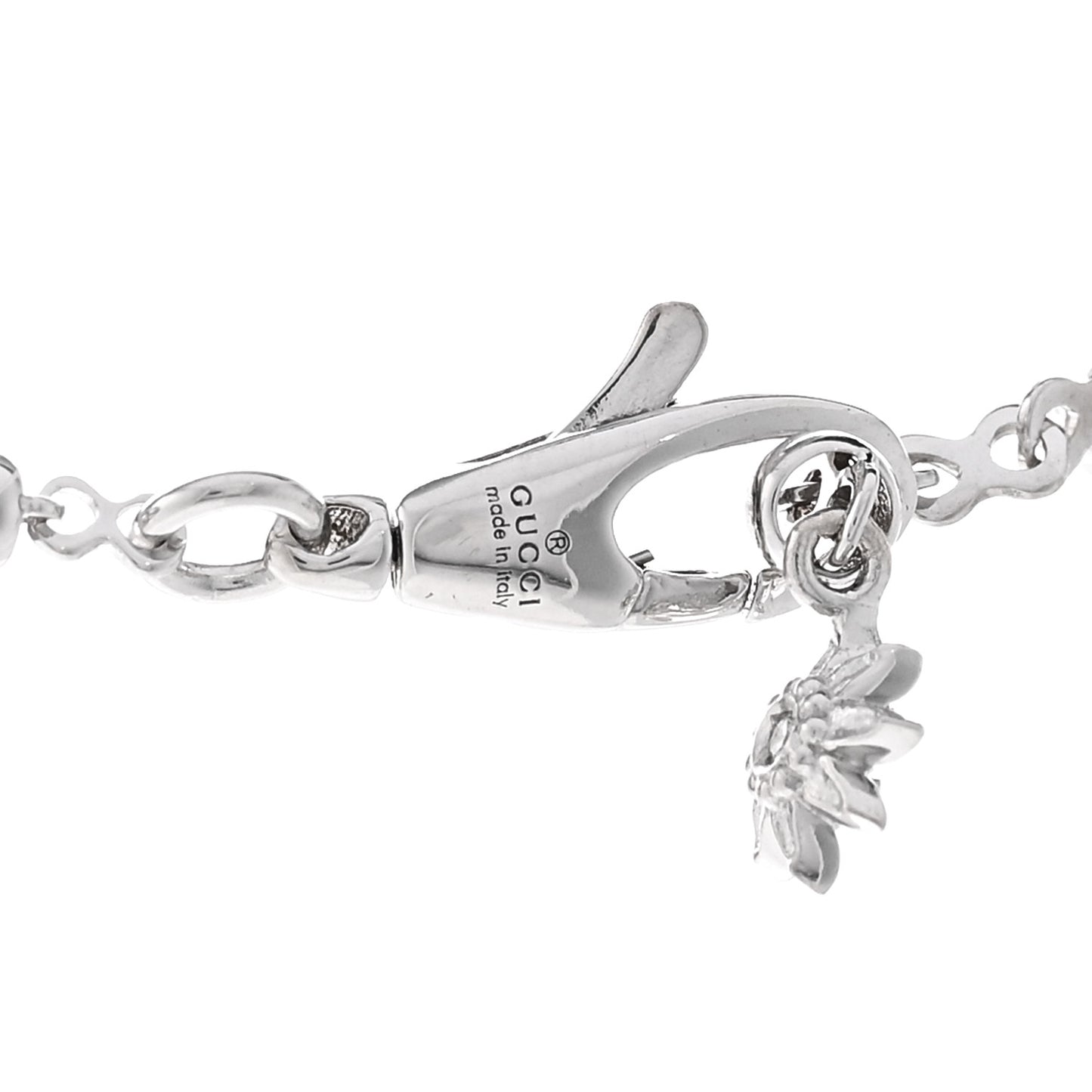 18K White Gold Diamond GG Flora Pendant Necklace