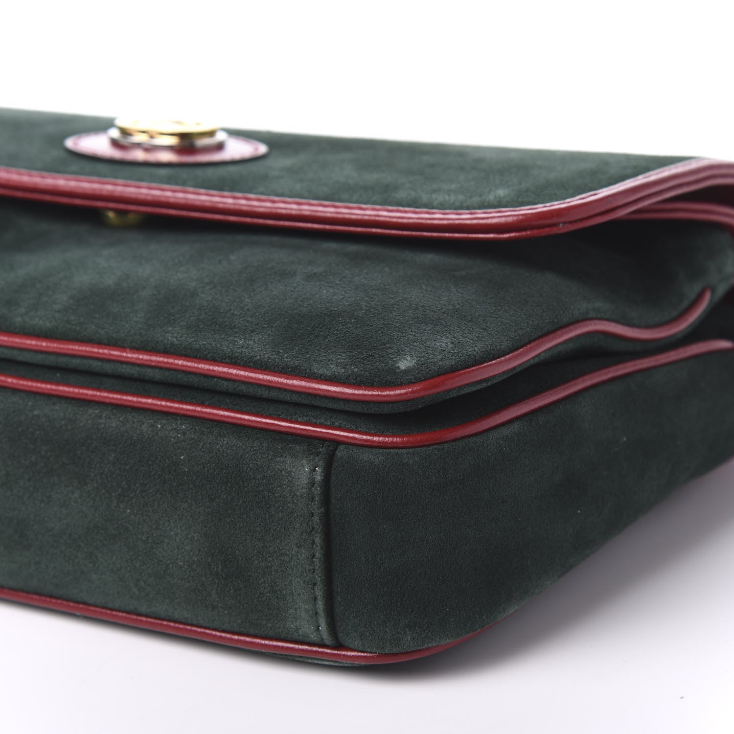 Gucci Suede Azalea Calfskin Small Marina Chain Shoulder Bag Green Red 7 of 10
