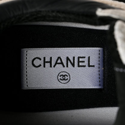 Chanel Mesh Suede Calfskin Grained Calfskin Womens CC Sneakers 41 White Black 6 of 11