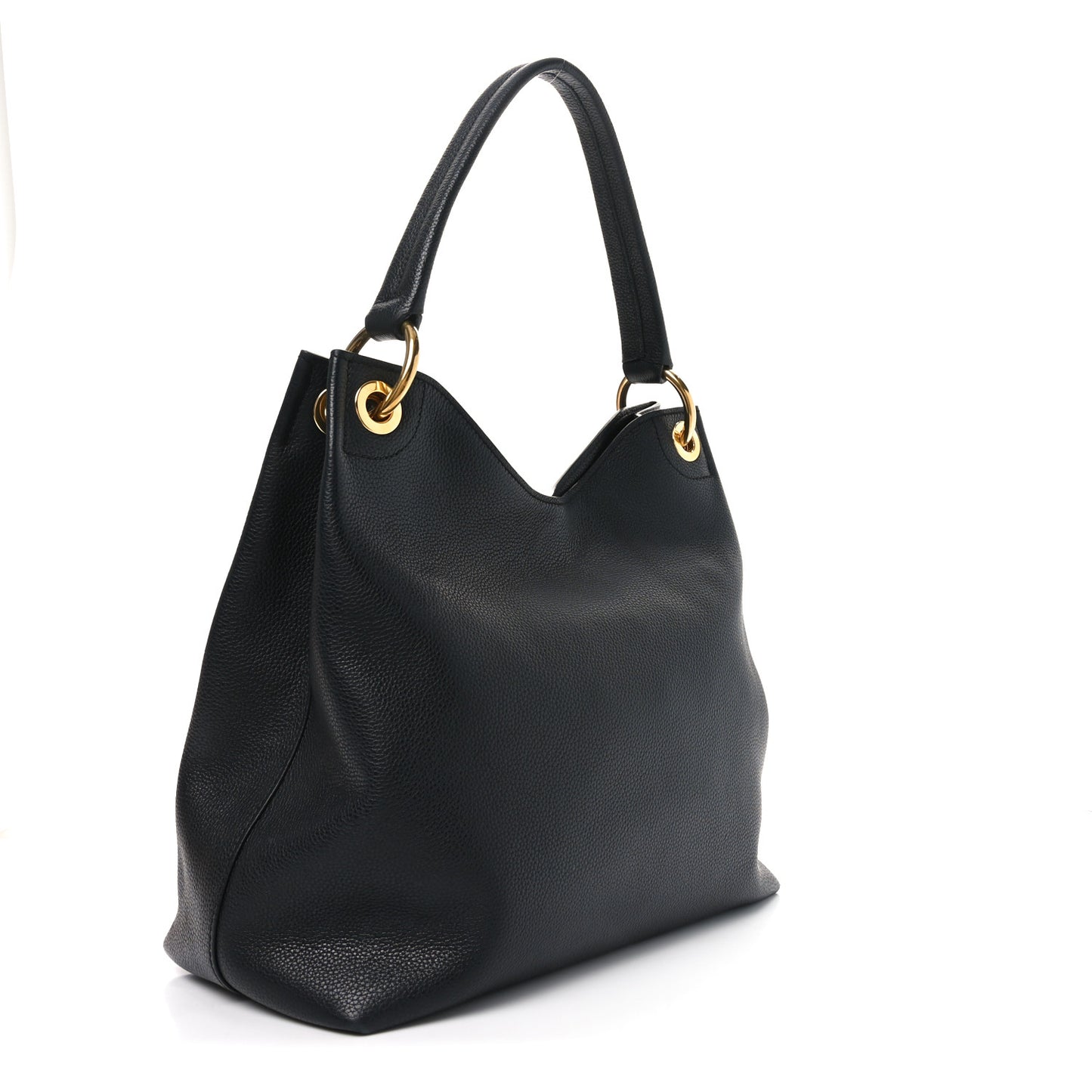 Vitello Phenix Embossed Logo Hobo Black