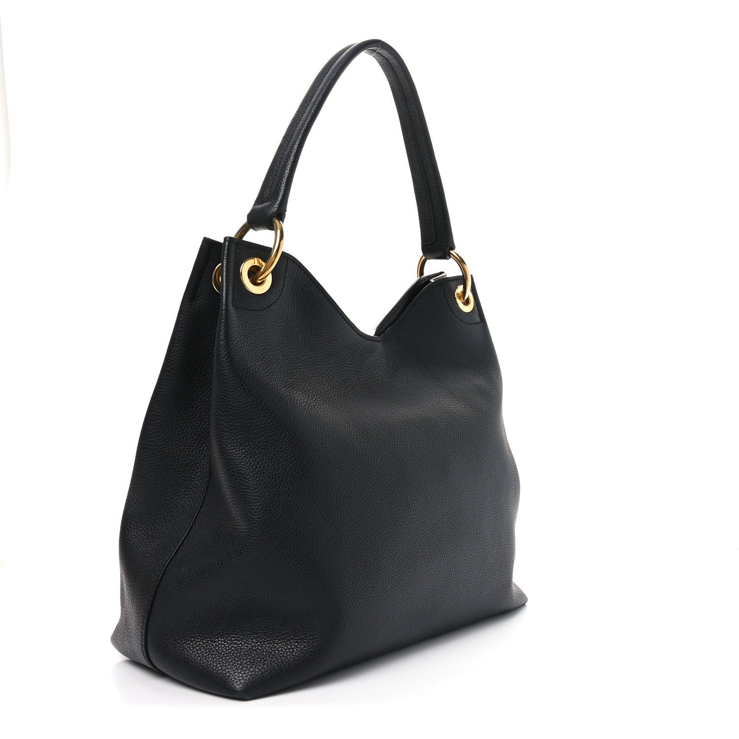 Prada Vitello Phenix Embossed Logo Hobo Black 3 of 9