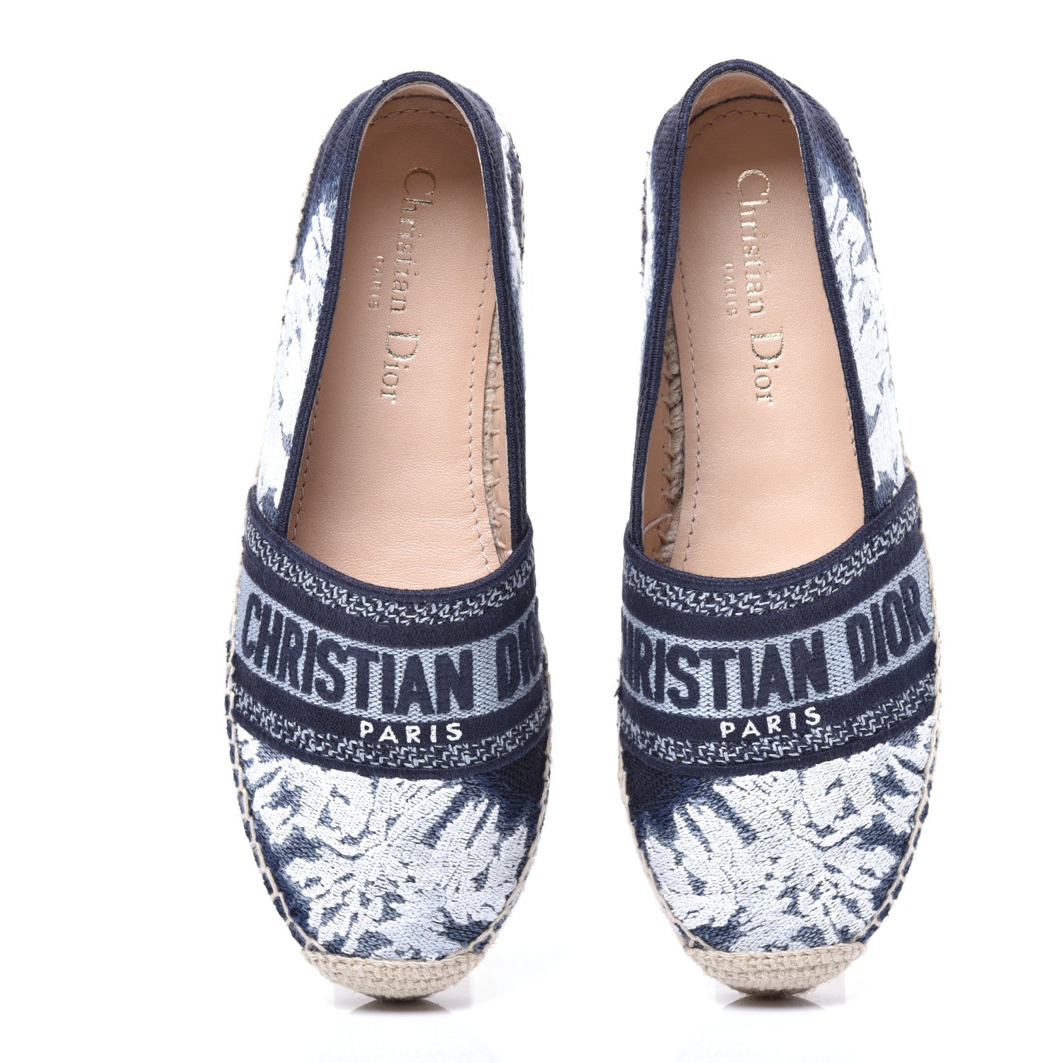 Christian Dior Canvas Tie and Dior Embroidered Granville 15mm Espadrilles 35.5 Denim 5 of 9