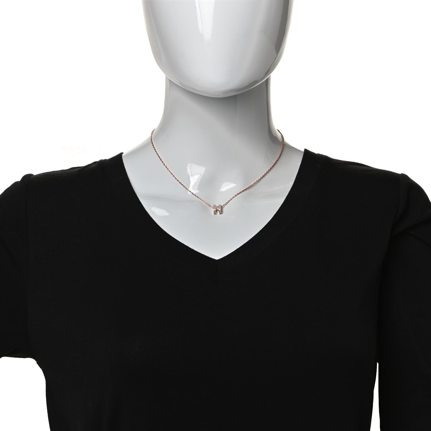 Hermes Lacquered Rose Gold Mini Pop H Pendant Necklace Marron Glace 2 of 7