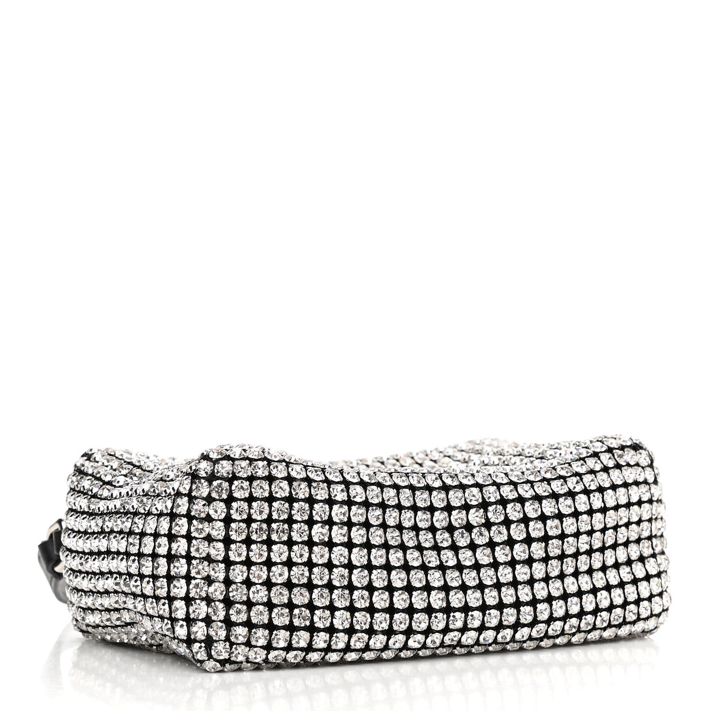 Mesh Crystal Rhinestone Mini Heiress Pouch Black Silver