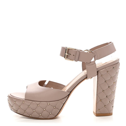 Valentino Garavani Calfskin Rockstud Spike Ankle Strap Sandals 39 Poudre 1 of 8