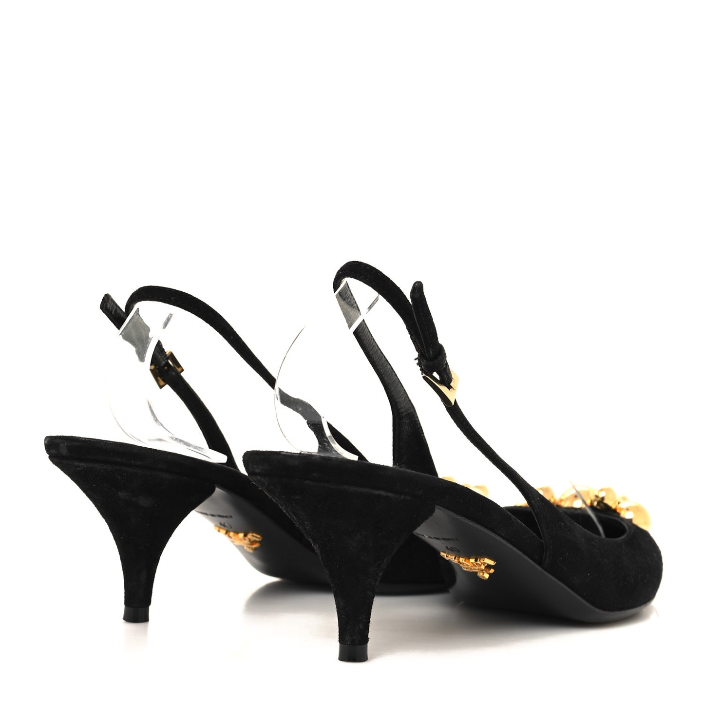 Camoscio Slingback Pumps 40 Black Oro