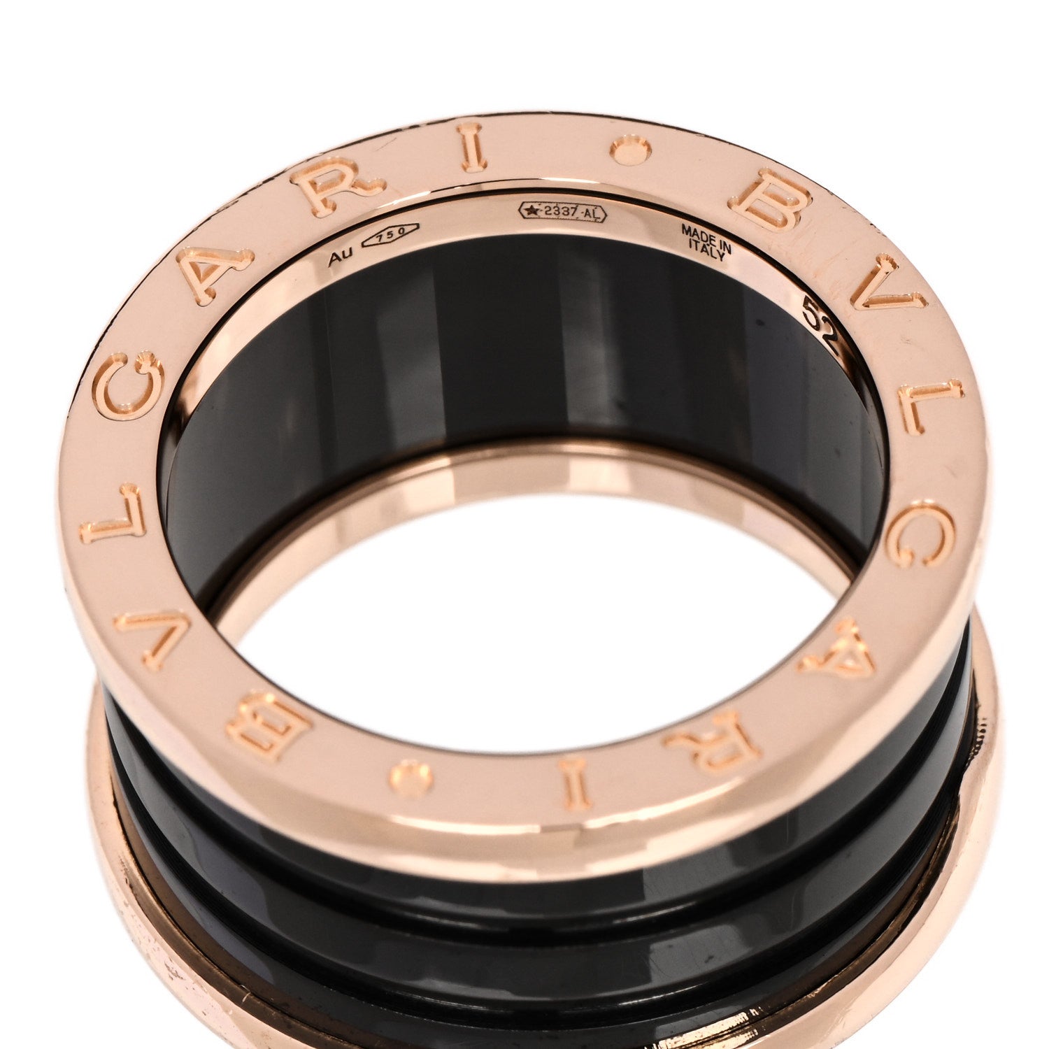 Bulgari 18K Rose Gold Black Ceramic B.Zero1 Four-Band Ring 52 6 5 of 6