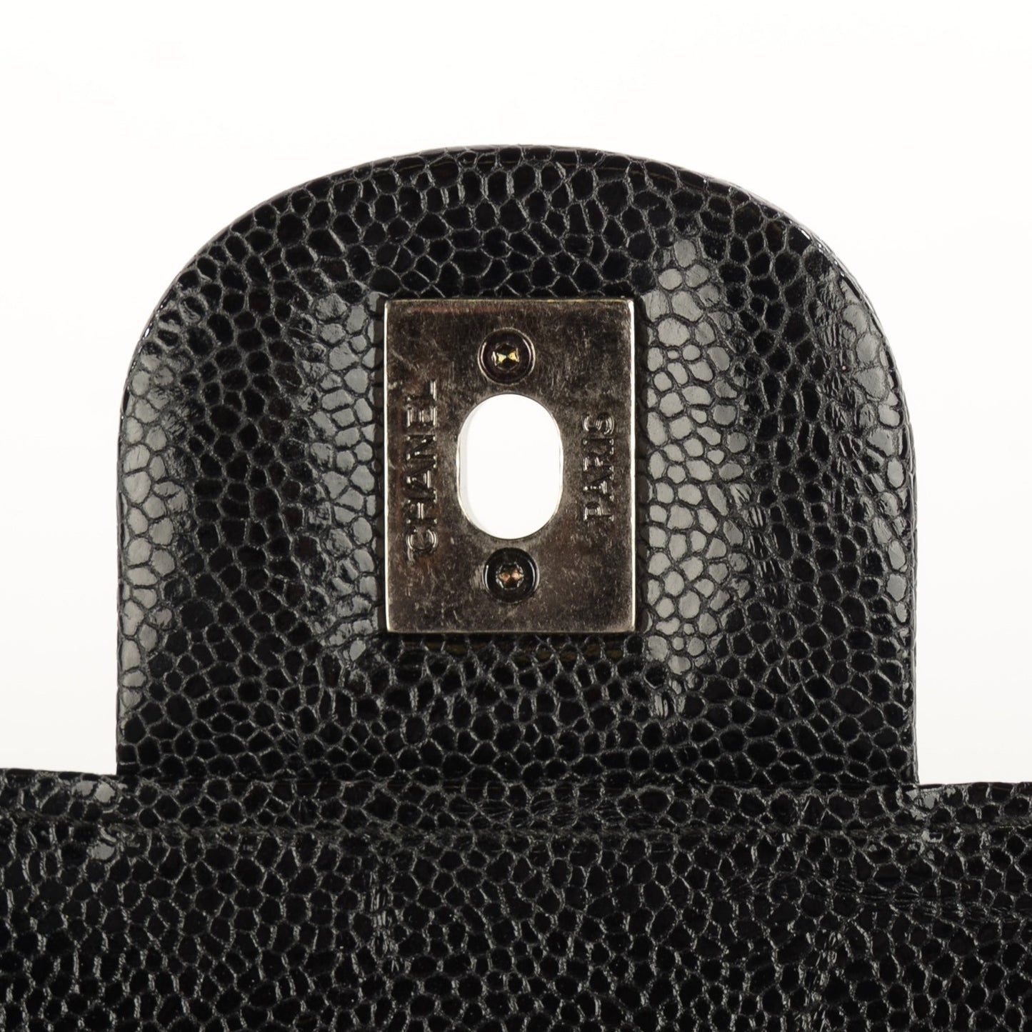 Crumpled Grained Calfskin Medium CC Crave Flap Black