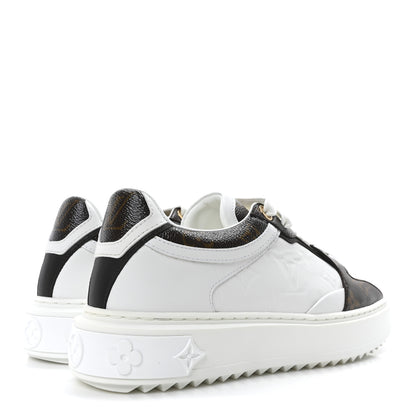 Louis Vuitton Monogram Embossed Calfskin Time Out Sneakers 38 White 5 of 9