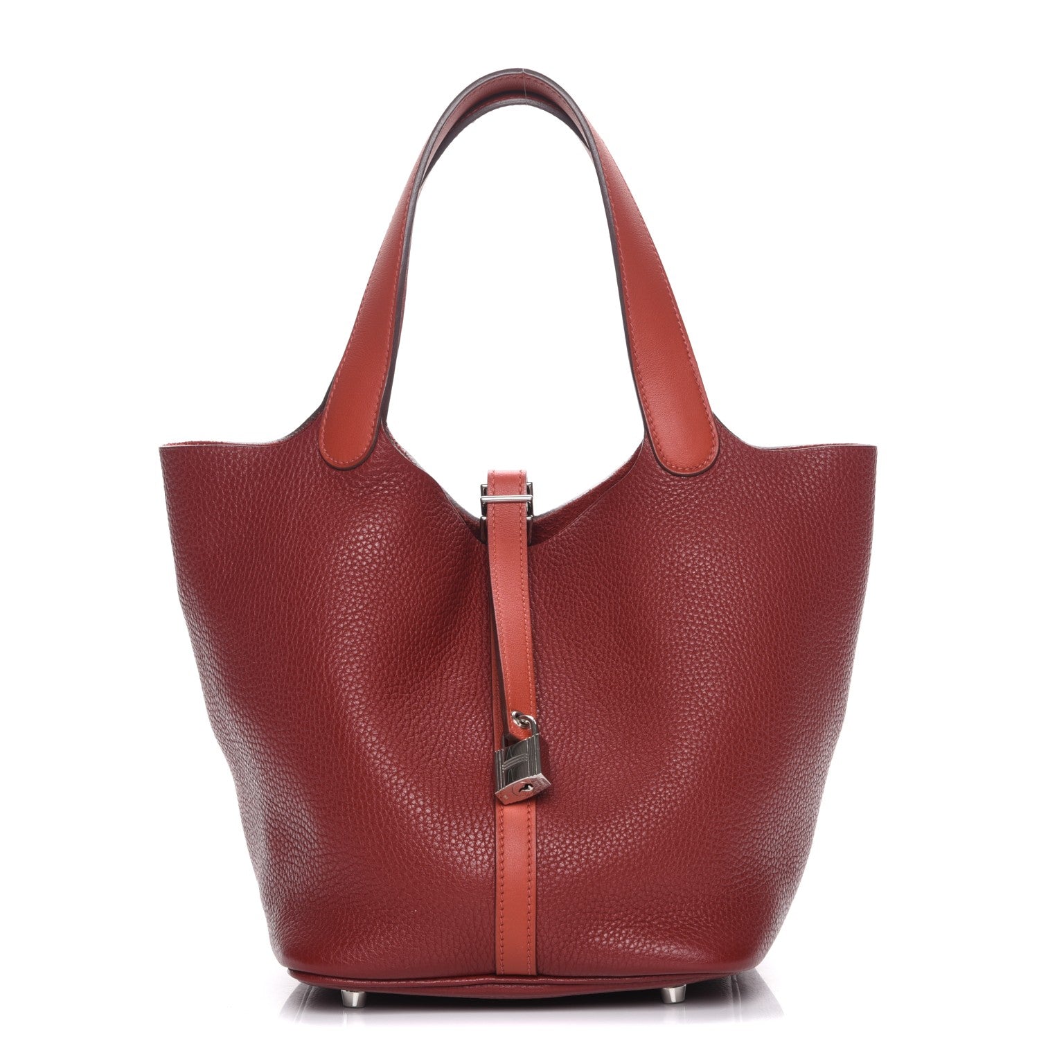 Hermes Taurillon Clemence Swift Picotin Lock 22 MM Rouge H Brique 1 of 14