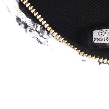 Chanel Tweed Quilted Round Clutch With Chain Black Ecru White 6 of 10