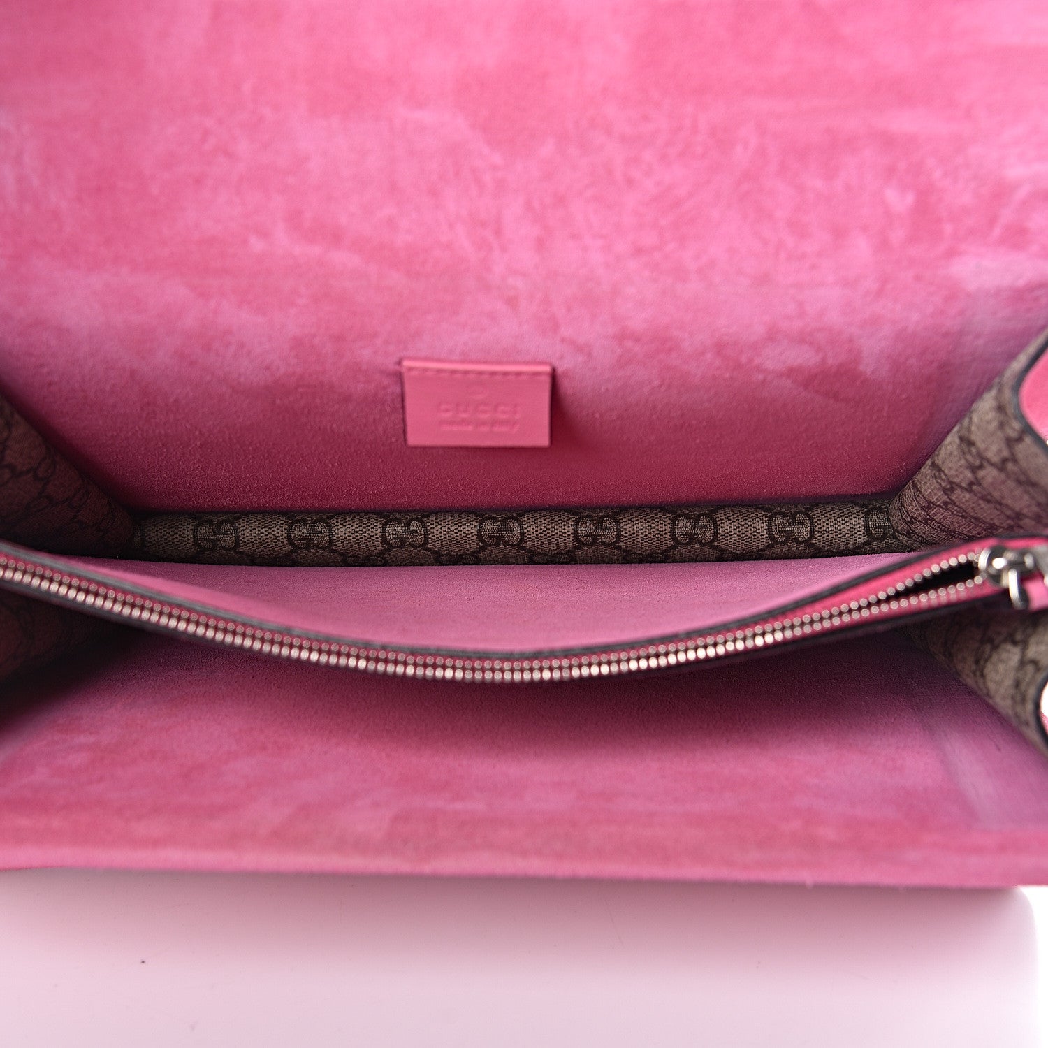 Gucci GG Supreme Monogram Suede Pierced Heart Embroidered Medium Dionysus Shoulder Bag Beige Ebony Pink Tropical Flower 7 of 18