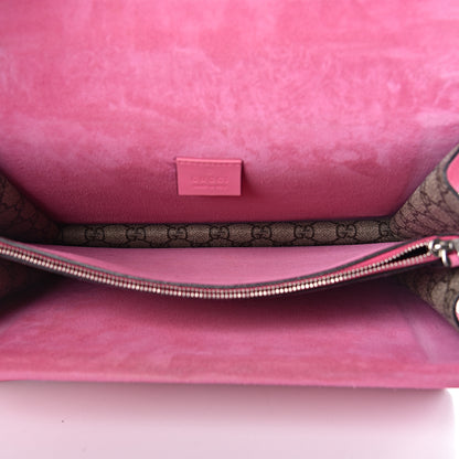 Gucci GG Supreme Monogram Suede Pierced Heart Embroidered Medium Dionysus Shoulder Bag Beige Ebony Pink Tropical Flower 7 of 18