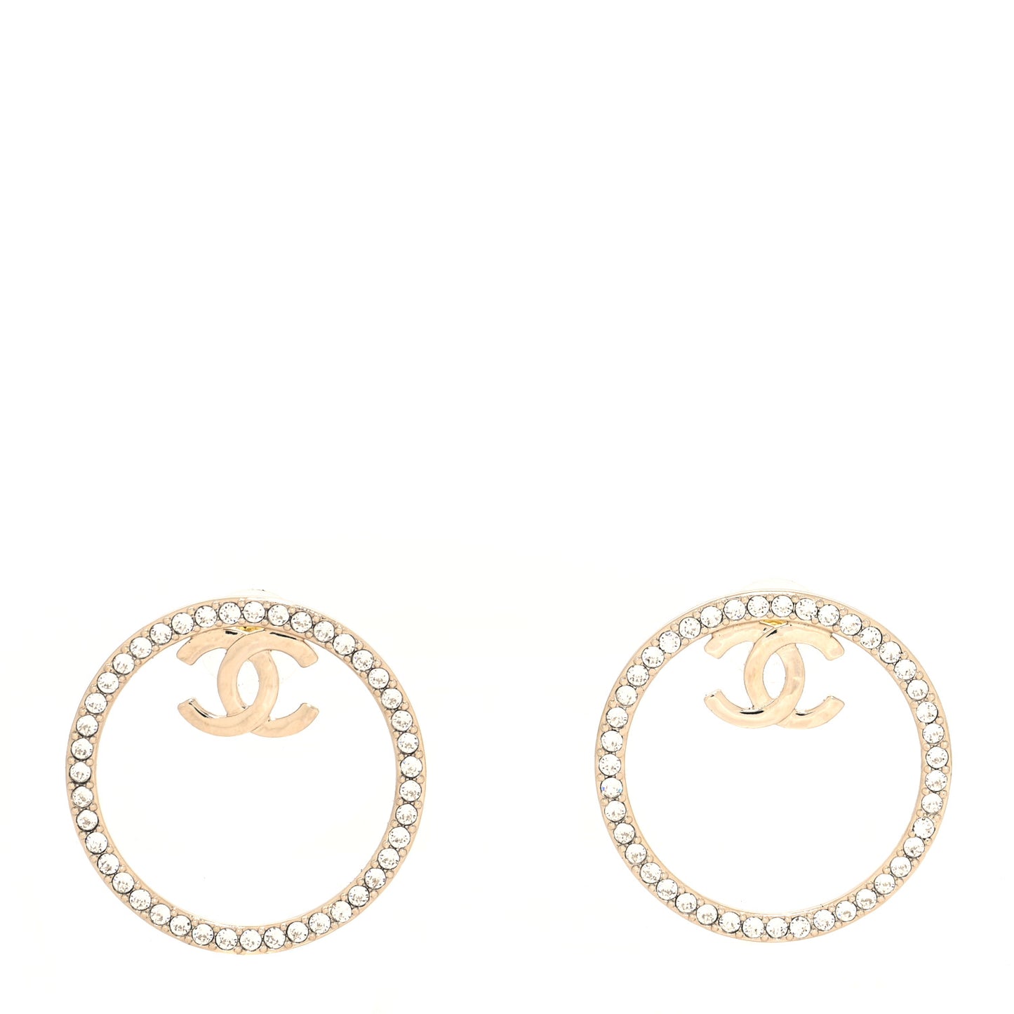 Crystal CC Large Hoop Earrings Gold