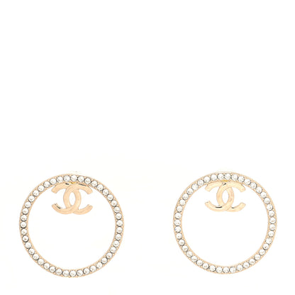 Chanel Crystal CC Large Hoop Earrings Gold 1 of 4