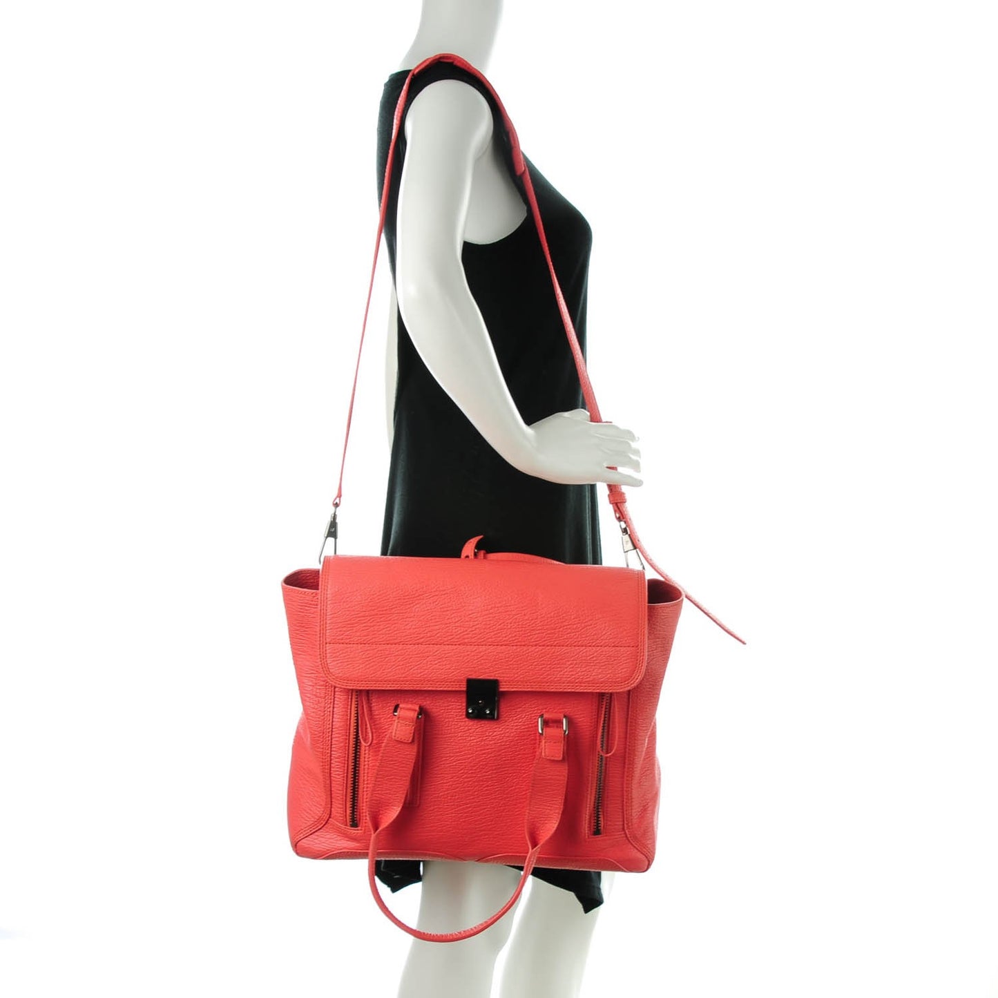 3.1 Textured Calfskin Large Pashli Satchel Coral