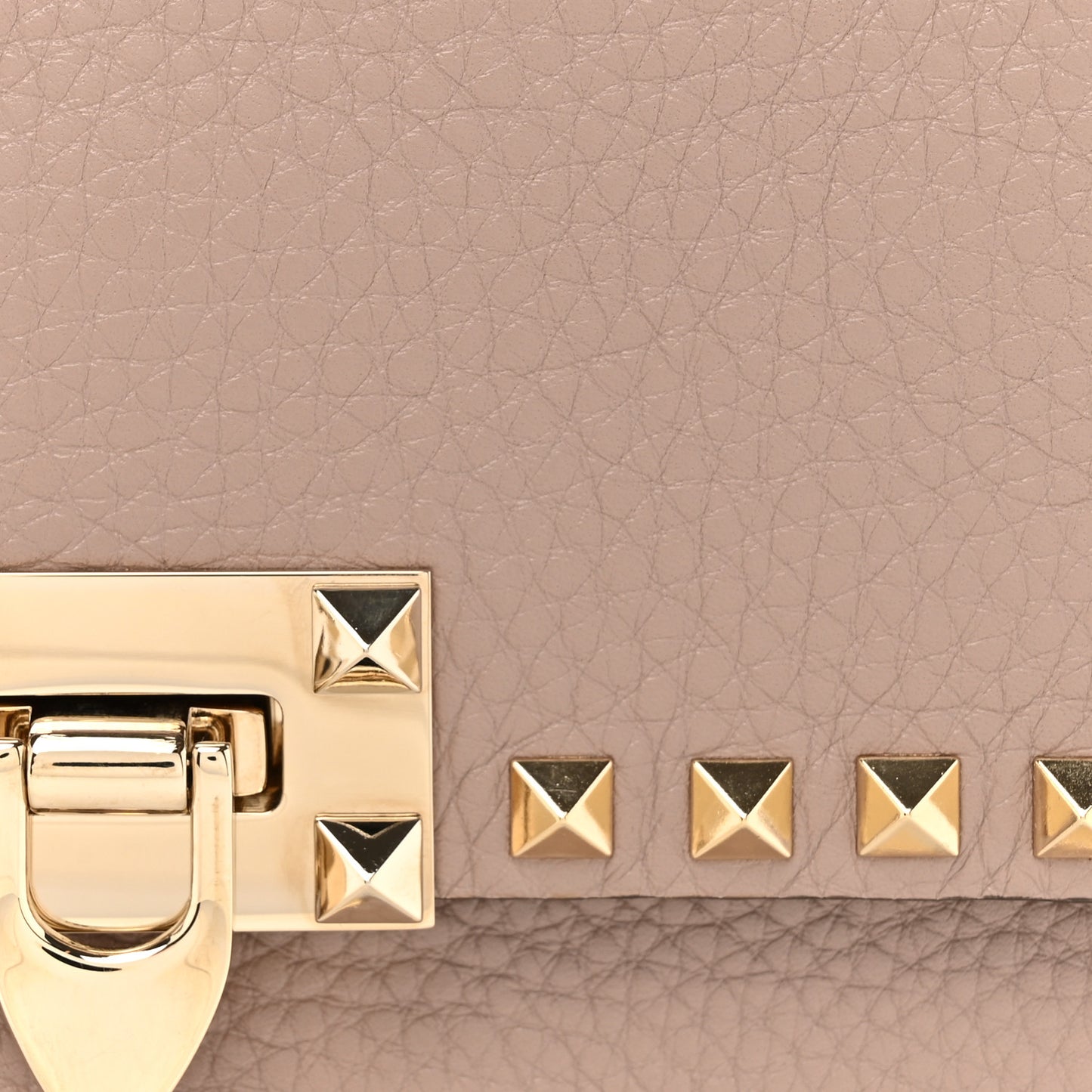Grainy Calfskin Small Rockstud Top Handle Bag Poudre