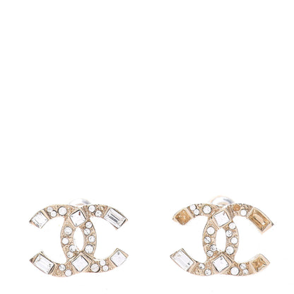 Chanel Crystal Baguette CC Earrings Gold 1 of 5