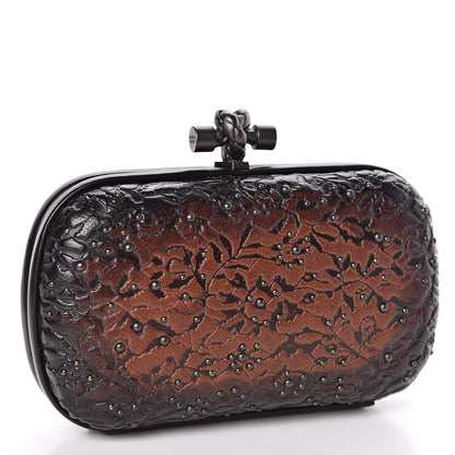 Bottega Veneta Calfskin Embossed Studded Knot Clutch Cioccolato 3 of 8
