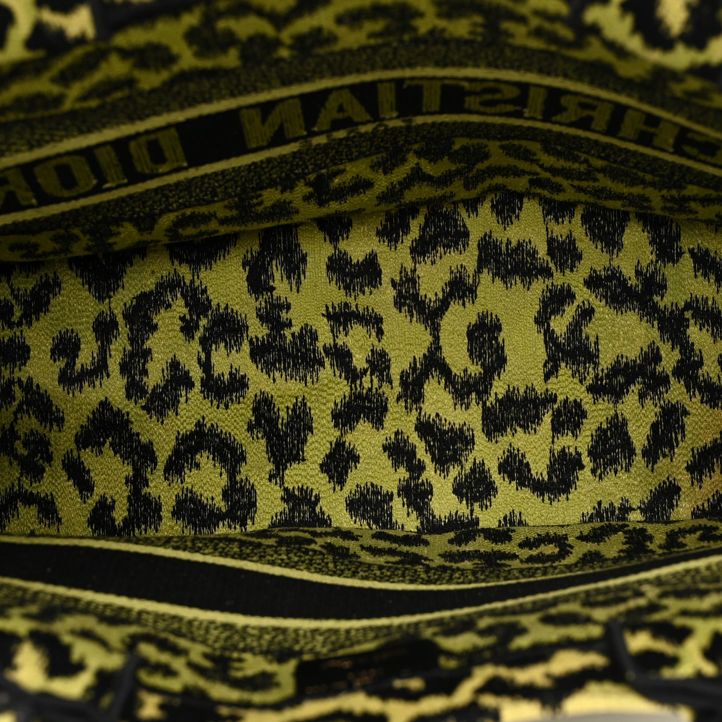 Canvas Mizza Embroidered Medium Leopard Book Tote Lime Pop