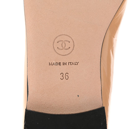 Chanel Lambskin Cap Toe Ankle Chain Ballerina Flats 36 Beige Black 8 of 9