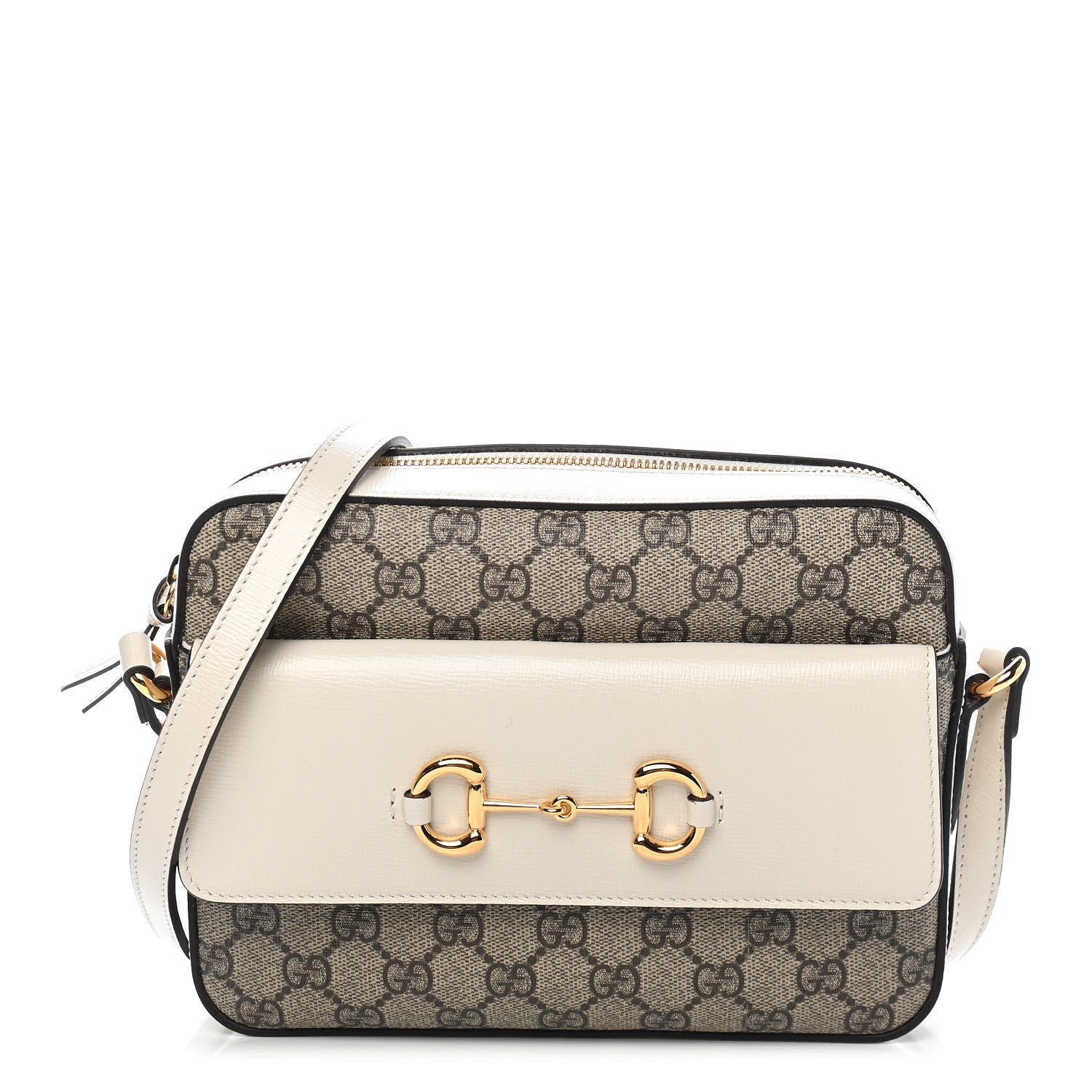 Gucci GG Supreme Monogram Small Horsebit 1955 Shoulder Bag Beige Mystic White 1 of 9