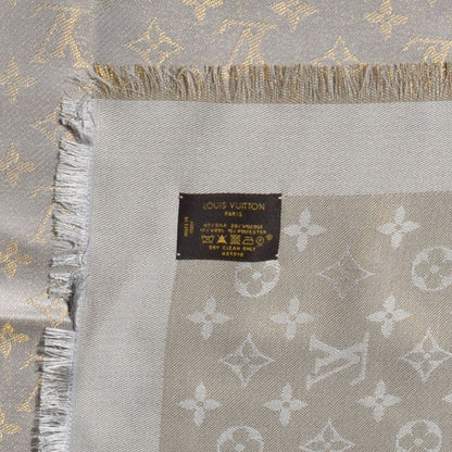 Louis Vuitton Monogram Silk Wool Shine Shawl Beige 5 of 5