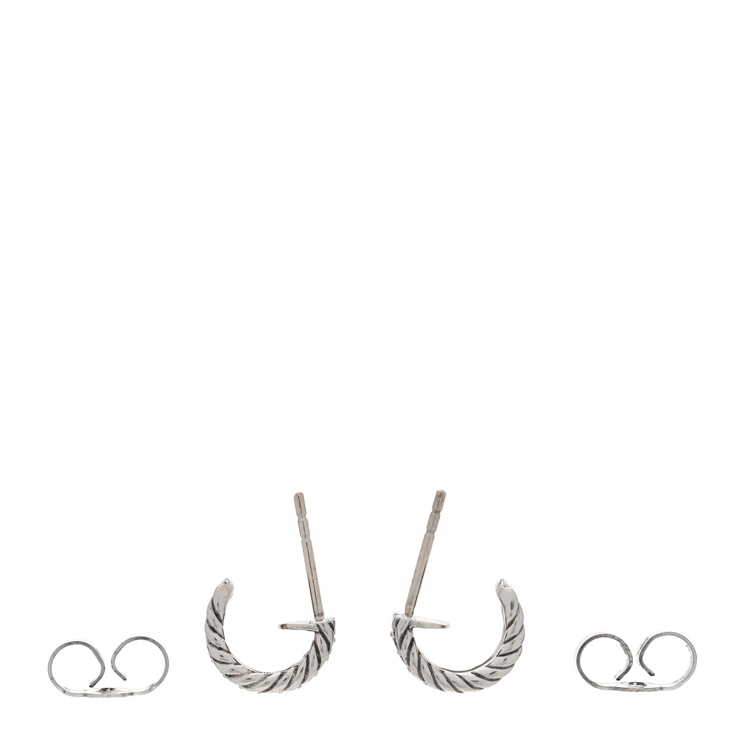 David Yurman Sterling Silver Diamond 12mm Cable Hoop Earrings 6 of 12