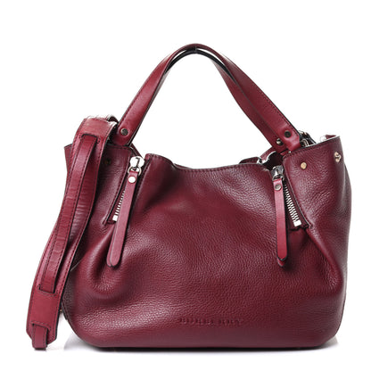 Burberry Grainy Calfskin House Check Small Maidstone Burgundy Red 1 of 4