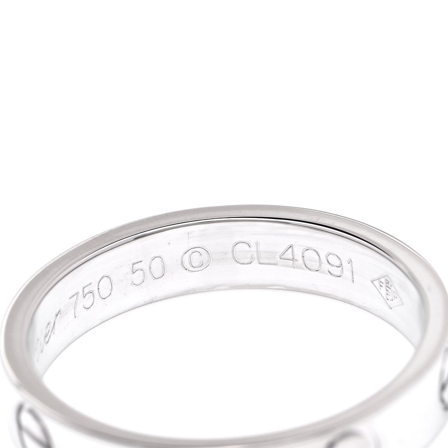 Cartier 18K White Gold 3.5mm LOVE Wedding Band Ring 50 5.25 4 of 4